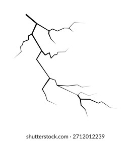 Grietas de pared con textura rota. Efecto de terremoto de tierra. Líneas del agujero en la tierra y el hielo aislados en el fondo blanco. Rasguño de destrucción de Rock. Vector de grietas. Vista superior de fracturas negras.