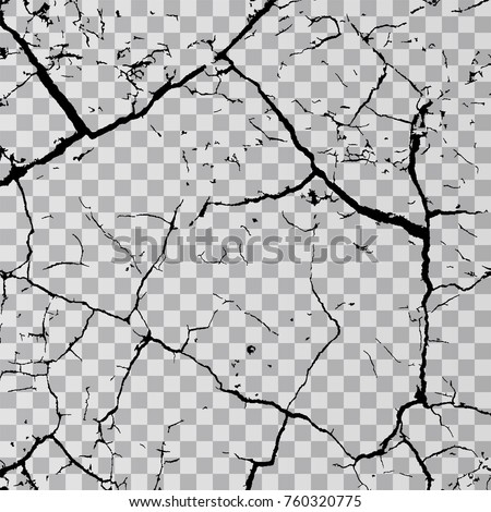 Wall cracks isolated on transparent background. Fracture surface ground, cleft broken collapse illustration.