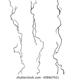 Wall Cracks Set on White Background. Vector