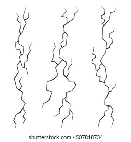Wall Cracks Set on White Background. Vector Illustration