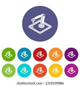 Wall d printering icons color set vector for any web design on white background