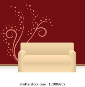 Wall decal design with dots and swirls