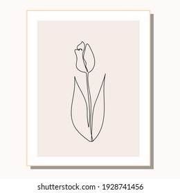 Wall decor concept. Tulip. Cozy interior. Vector illustration in graphic style.