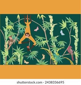 Wanddekor Waldgemälde oder Hintergrund Wald Illustration.