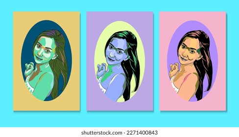 wall decor poster girl design pop style vector eps 10