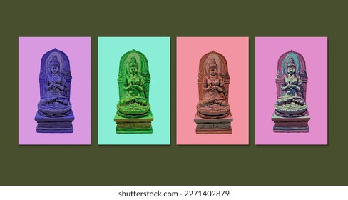 wall decor poster prajnaparamitha boddhisatva ,ken  dedes statue, singosari indonesia, vector eps 10