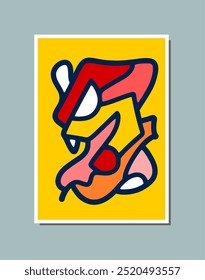 Wall decor print art abstract shape and line