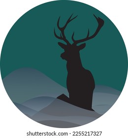Wall decoration, animal and tree themed emblems, with a beautiful sky