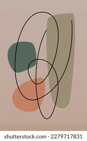 Wanddekoration von Kurvenlinien und abstrakten Formen. Die Wanddekoration der Thread-Linie. Abstraktes druckbares Poster