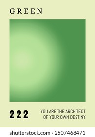 Wall decoration, poster, wallpaper, vector, background, with gradient green color aura circle with words