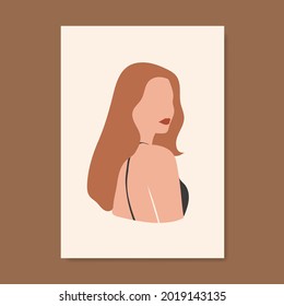 Vector de decoración de pared. Resumen de la imagen de arte femenino en tonos pastel. Resumen Diseños artísticos para impresiones, cubiertas, tapices, arte mural. Mínimo y natural. Ilustración vectorial.