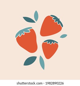 Wall decoration vector set. Abstract art image of fruits in pastel colors. Abstract Art designs for prints, covers, wallpapers, wall art. Minimal and natural. Vector illustration.