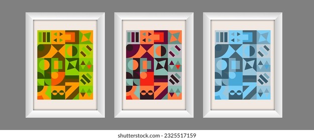 A wall design template made of a seamless pattern of geometric shapes. The idea for the design of the cover, poster, interior, wallpaper and backgrounds