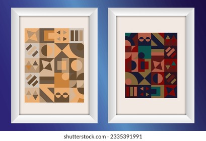 A wall design template made of a seamless pattern of geometric shapes. The idea for the design of the cover, poster, interior, wallpaper and backgrounds