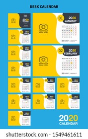 Wall desk Calendar Template for 2019 Year. Vector Design Print Template, Week starts on Monday