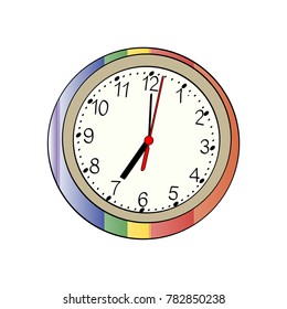 Wall different color clock vector illustrator. Object on white background