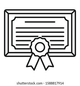 Wall diploma icon. Outline wall diploma vector icon for web design isolated on white background