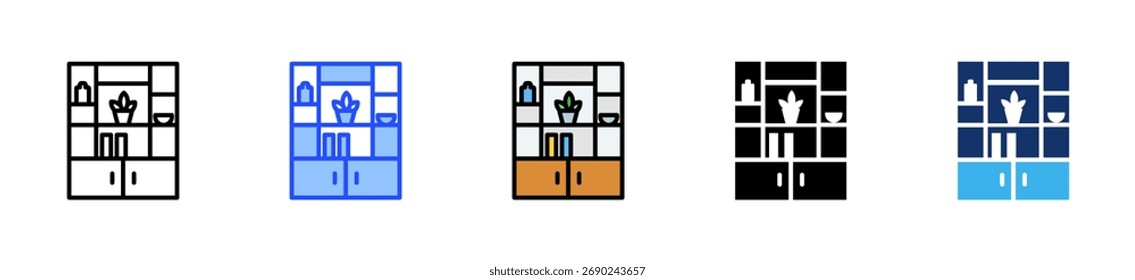 Colección del icono del estante del divisor de pared con estilos múltiples