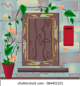 wall and door with flower