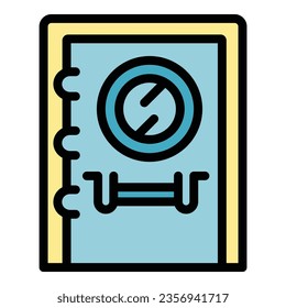 Wall door icon outline vector. Modern design. Building front color flat