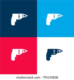 Wall Drill four color material and minimal icon logo set in red and blue