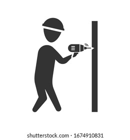 Wall drilling icon. Drill vector