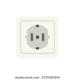 Toma de corriente eléctrica de pared Ilustración vectorial plana aislada sobre fondo blanco