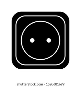 Wall Electricity Socket Icon Black European Power Outlet Isolated Vector Illustration 