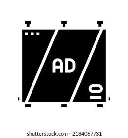 vector de icono de glifo de exposición en pared. cartel de exhibición en el muro. ilustración de símbolo aislado