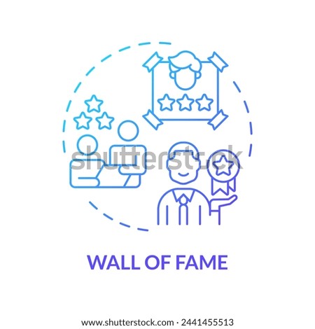 Wall of fame blue gradient concept icon. Employee recognition. Worker acknowledgement. Employee of the month. Round shape line illustration. Abstract idea. Graphic design. Easy to use