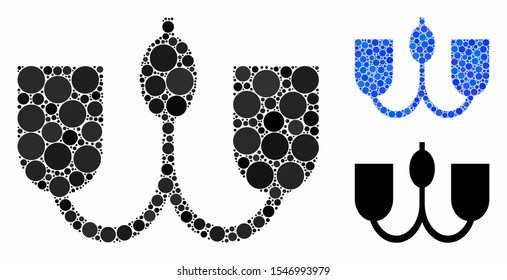 Wall fixture mosaic of small circles in various sizes and color hues, based on wall fixture icon. Vector small circles are organized into blue collage.