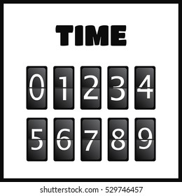 Wall flap counter clock template. Time clock vector