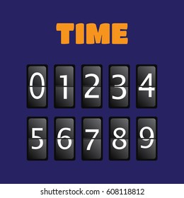 Wall flap counter clock template. Time clock vector