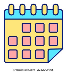 Wall flip calendar - icon, illustration on white background, color style