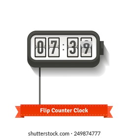 Wall flipping clock and number counter template plus all numbers with flips. Flat style illustration or icon. EPS 10 vector.