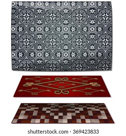 Wall and floor carpets isolated on a white background. Cartoon vector close-up illustration.
