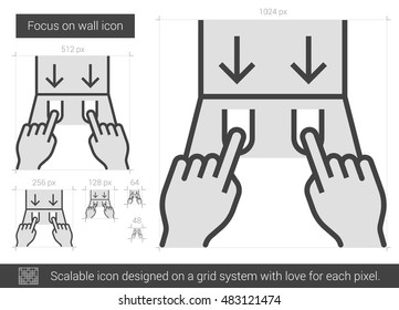 Icono de línea vectorial de enfoque de pared aislado en fondo blanco. Icono de línea de enfoque de pared para infografía, sitio web o aplicación. Icono escalable diseñado en un sistema de cuadrícula.