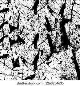 Wall fragment with scratches and cracks. Overlay grunge illustration over any design. Abstract grainy background with vintage effect