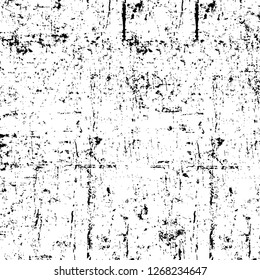 Wall fragment with scratches and cracks. Overlay grunge illustration over any design. Abstract grainy background with vintage effect