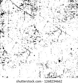 Wall fragment with scratches and cracks. Overlay grunge illustration over any design. Abstract grainy background with vintage effect
