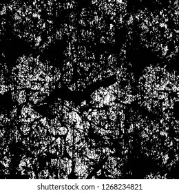 Wall fragment with scratches and cracks. Overlay grunge illustration over any design. Abstract grainy background with vintage effect