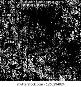 Wall fragment with scratches and cracks. Overlay grunge illustration over any design. Abstract grainy background with vintage effect