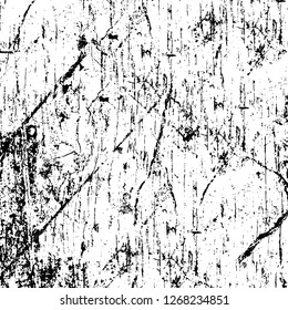 Wall fragment with scratches and cracks. Overlay grunge illustration over any design. Abstract grainy background with vintage effect