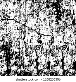 Wall fragment with scratches and cracks. Overlay grunge illustration over any design. Abstract grainy background with vintage effect