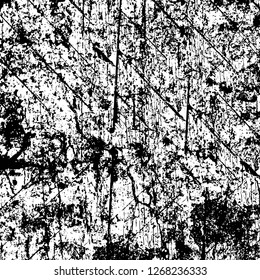 Wall fragment with scratches and cracks. Overlay grunge illustration over any design. Abstract grainy background with vintage effect