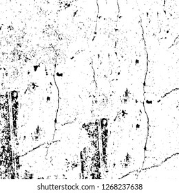 Wall fragment with scratches and cracks. Overlay grunge illustration over any design. Abstract grainy background with vintage effect
