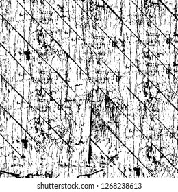 Wall fragment with scratches and cracks. Overlay grunge illustration over any design. Abstract grainy background with vintage effect