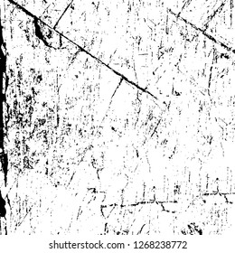 Wall fragment with scratches and cracks. Overlay grunge illustration over any design. Abstract grainy background with vintage effect
