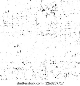 Wall fragment with scratches and cracks. Overlay grunge illustration over any design. Abstract grainy background with vintage effect