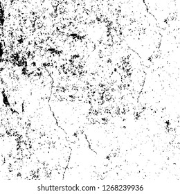 Wall fragment with scratches and cracks. Overlay grunge illustration over any design. Abstract grainy background with vintage effect